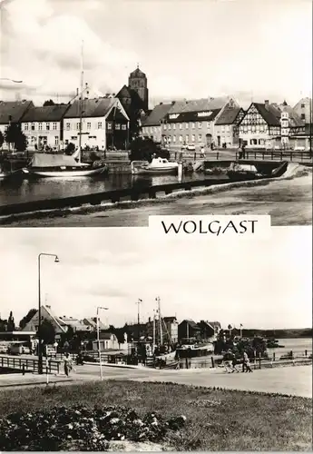 Ansichtskarte Wolgast Hafen DDR 2-Bild-Postkarte 1977