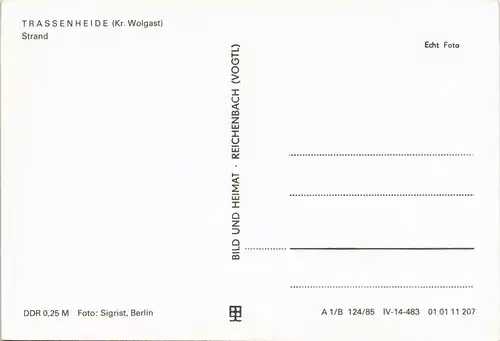 Ansichtskarte Trassenheide DDR Postkarte Ostsee Strandleben 1985