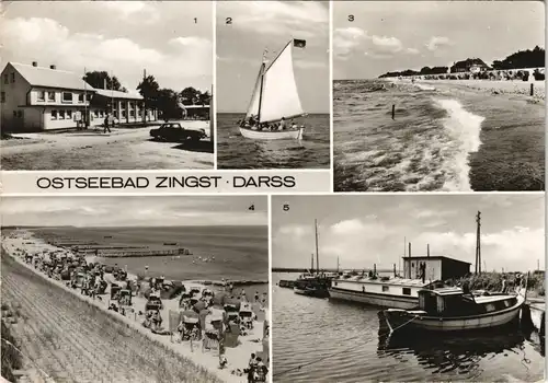 Zingst DDR Mehrbild-AK mit Erholungsheim Stranddistel, Segelboot uvm. 1977