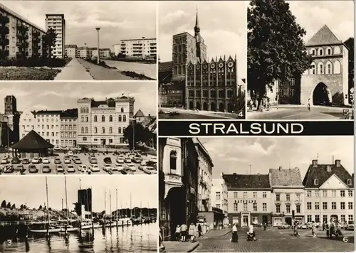 Stralsund DDR Mehrbild-AK   Leninplatz, Segler-Hafen uvm. 1970