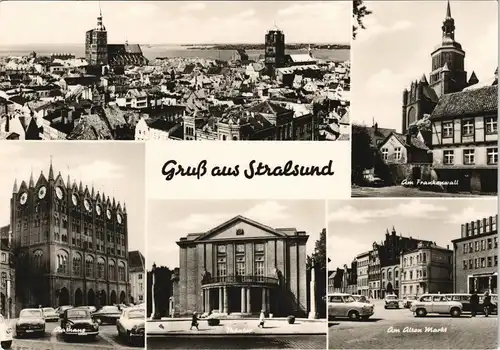 Stralsund DDR Mehrbild-AK Stadtteilansichten ua. Stadt-Panorama 1970