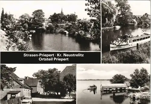 Strasen-Priepert-Wesenberg (Mecklenburg) DDR Mehrbild-AK Ort  Priepert 1990