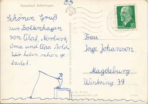 Ansichtskarte Boltenhagen Strand Strandleben Ostsee, DDR Postkarte 1964