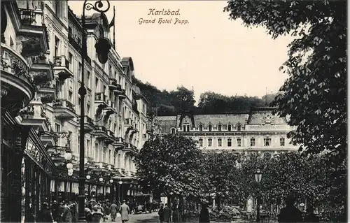 Postcard Karlsbad Karlovy Vary Vor dem Hotel Pupp 1912