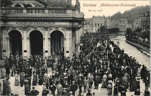 Karlsbad Karlovy Vary Mühlbrunnkolonnade/Mlýnská kolonáda belebt 1911