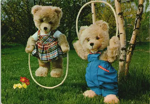 Ansichtskarte  Teddy Teddybären beim Seilspringen 1980