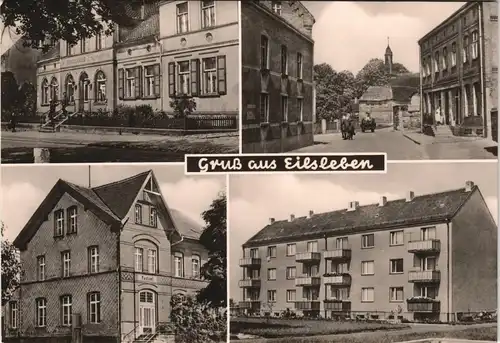 Eilsleben DDR Mehrbild-AK mit Konsum-Textilwaren, Postamt uvm. 1973