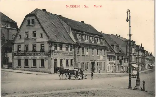 Ansichtskarte Nossen Markt und Restauration zum Anker 1912