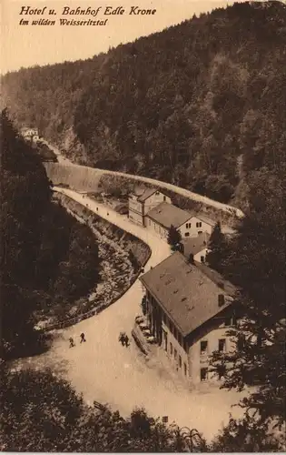 Ansichtskarte Edle Krone-Klingenberg (Sachsen) Wilde Weisseritz Bahnhof 1913