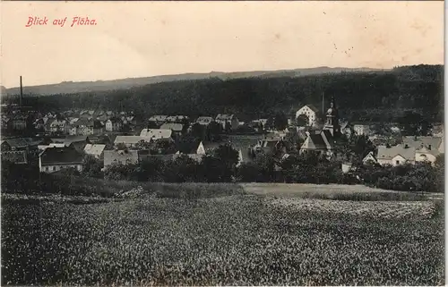 Ansichtskarte Flöha (Sachsen) Totale mit Fabrik 1913