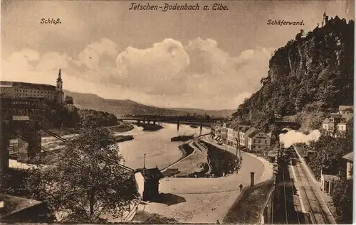 Postcard Tetschen-Bodenbach Decín Schäferwand - Dampflolomotive 1912