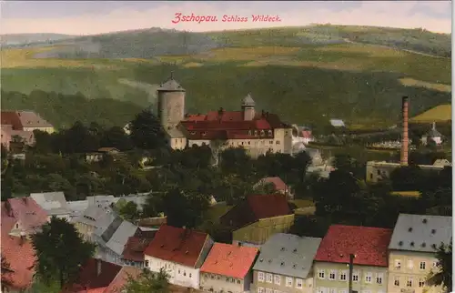 Ansichtskarte Zschopau Stadt und Schloss Wildeck 1913