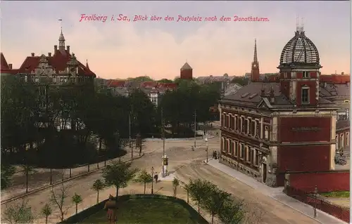 Freiberg (Sachsen) Blick über den Postplatz nach dem Donathsturm 1913