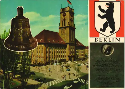 Berlin Stadtteilansicht mit Rathaus Glocke u. Berliner Bär 1970