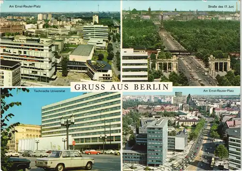Berlin Mehrbild-AK Ernst-Reuter-Platz, Technische Universität, Str. 17 Juni 1970