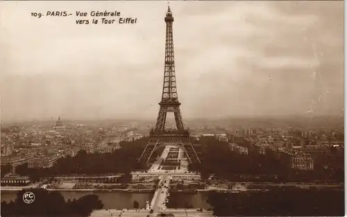 CPA Paris Vue Générale vers la Tour Eiffel Eiffelturm 1928