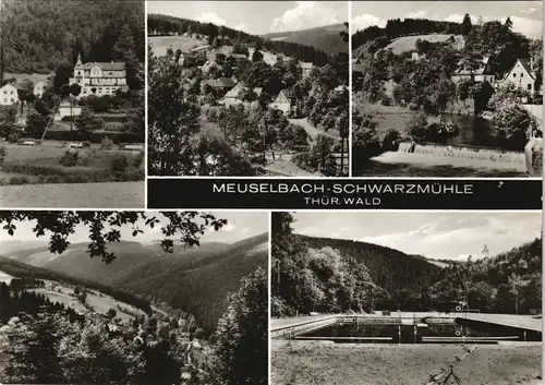 Meuselbach-Schwarzmühle DDR Mehrbild-AK  ua. Freibad 1980