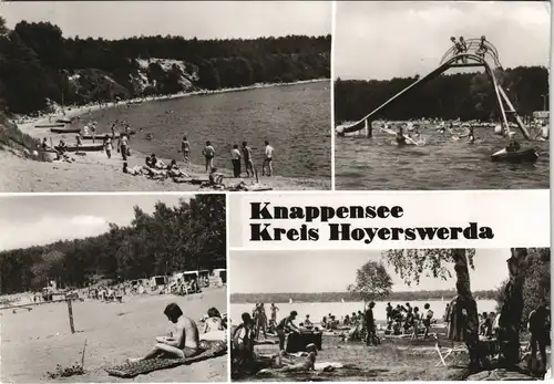 Hoyerswerda Wojerecy Knappensee DDR Mehrbild-AK Strand belebt Badevergnügen 1985