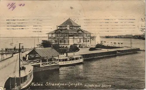 Postcard Malmö Hafen, Fähre - Pavillon 1910