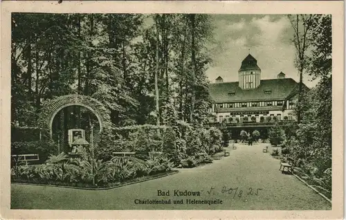 Postcard Bad Kudowa Kudowa-Zdrój Charlottenbad und Helenenquelle 1925