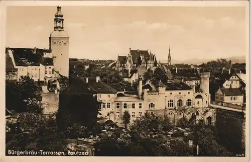 Ansichtskarte Bautzen Budyšin Bürgerbräu Terrassen 1939