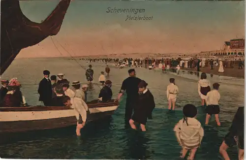 Postkaart Scheveningen-Den Haag Den Haag Pleizierboot - Boot belebt 1908