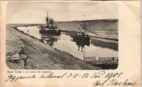 Postcard Suez السويس‎ as-Suways Suezkanal - Dampfer 1909