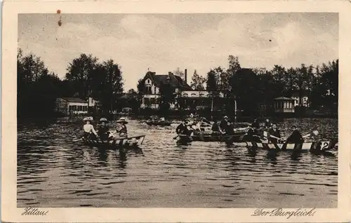 Ansichtskarte Zittau Burgteich Restauration Ruderer 1924