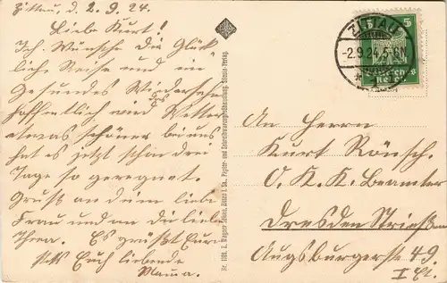 Ansichtskarte Zittau Burgteich Restauration Ruderer 1924