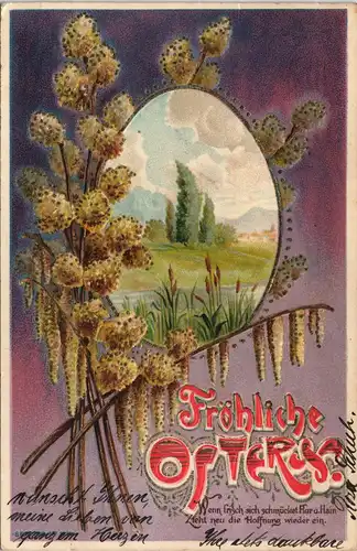 Ostern / Oster-Karten Künstlerprägekarte - Osterei 1904 Prägekarte