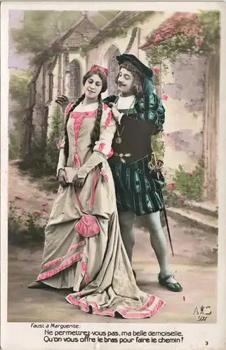 Ansichtskarte  Faust a Marguerite: coloriertes Foto Fotokunst 1912