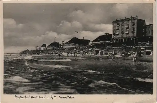 Ansichtskarte Westerland-Gemeinde Sylt Strandleben - Blick vom Meer 1949