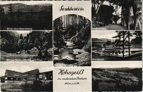 Hohegeiß-Braunlage Mehrbild-AK mit Ebersberg, Kirchstraße, Waldbad uvm. 1960