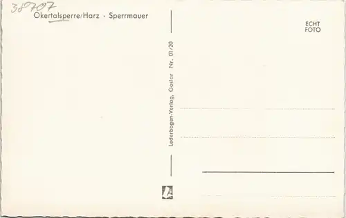 Ansichtskarte Oker-Goslar Okertalsperre Panorama mit Sperrmauer 1955