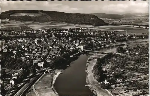 Ansichtskarte Höxter (Weser) Panorama-Ansicht Partie a.d. Weser 1956