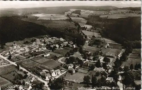 Neuhaus im Solling-Holzminden Luftbild Ort vom Flugzeug aus, Luftaufnahme 1962