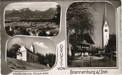 Degerndorf am Inn-Brannenburg Mehrbild-AK Wallfahrtskirche Schwarzlack 1964