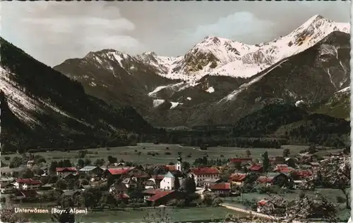 Ansichtskarte Unterwössen Panorama-Ansicht mit Bayr. Alpen Berge 1962