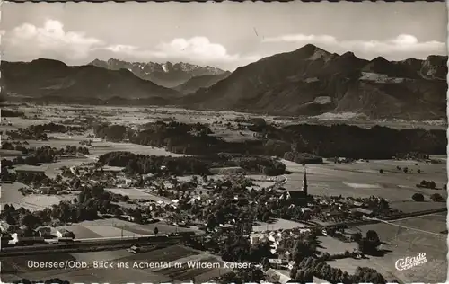 Übersee (Chiemgau) Luftbild Blick Achental mit Wildem Kaiser Kaisergebirge 1957