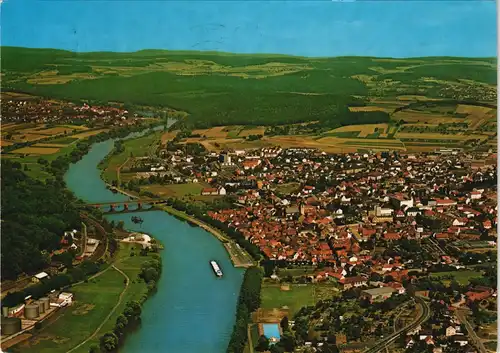 Ansichtskarte Marktheidenfeld Luftbild Stadt am Main vom Flugzeug aus 1988