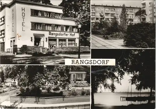 Rangsdorf DDR Mehrbild-AK mit Hotel Rangsdorfer Hof, See Klein-Venedig 1981