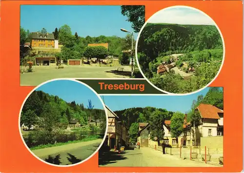 Treseburg HO-Restaurant und Café Burgstieg, Blick vom Weißen Hirsch 1982