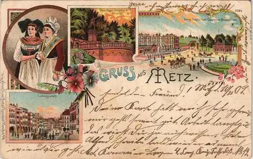 CPA Litho AK Metz MB: Ludwigsplatz, Caserne, Typen 1901