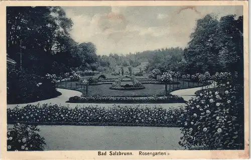 Postcard Bad Salzbrunn Szczawno-Zdrój Rosengarten 1926