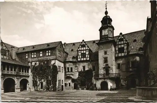 Ansichtskarte Weilburg (Lahn) Schloß Partie im Schloss-Hof (Castle) 1967