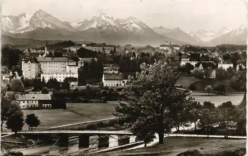 Ansichtskarte Traunstein Panorama-Ansicht 1967  (Bahnpoststempel Zug 01874)