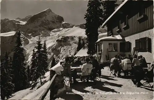 Ansichtskarte Grainau Kreuzjochhaus Alpspitze 2678 m u. Zugspitze 2964 m 1960