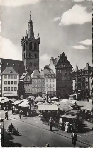 Ansichtskarte Trier Hauptmarkt, Markttreiben 1959