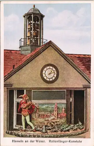 Ansichtskarte Hameln Rattenfänger - Kunstuhr 1940