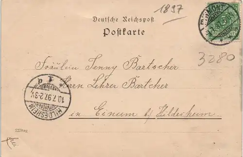 Ansichtskarte Bad Pyrmont Stahlbrunnenhalle - belebt 1897